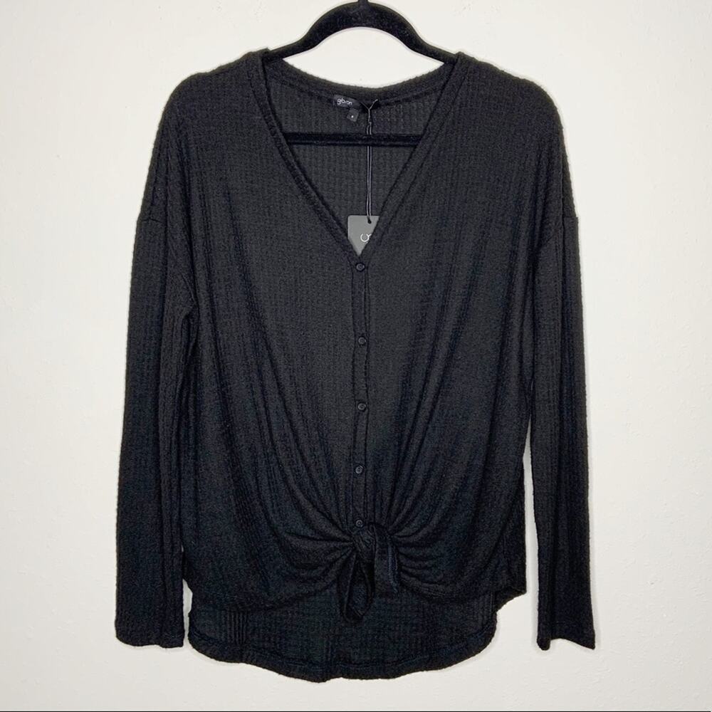 Gibson Tie Front Walgreens Knit Button Down Sz S